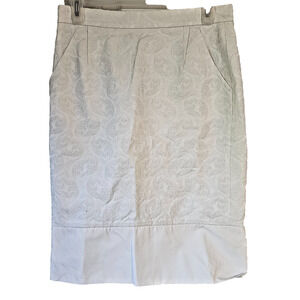 BCBG Max Azria Skirt Women White Textured Pencil Zip Back Career Size 2